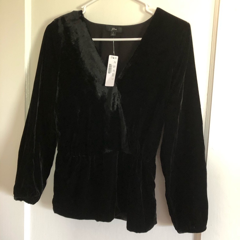 NWT J.Crew Black Velvet Top